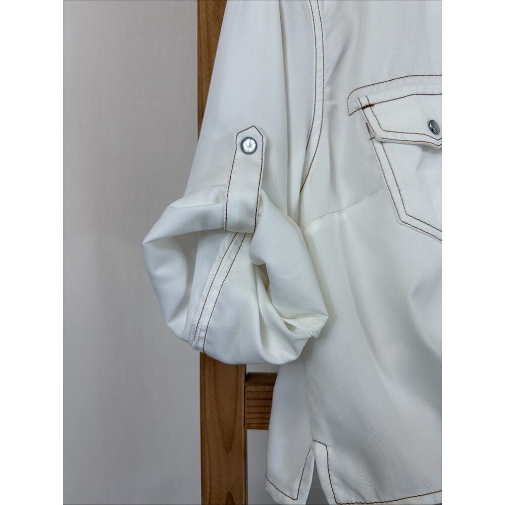 NWT Ame Belle Ivory Western Style Front Tie Snap Up Top #1355 Size XL - Picture 7 of 9
